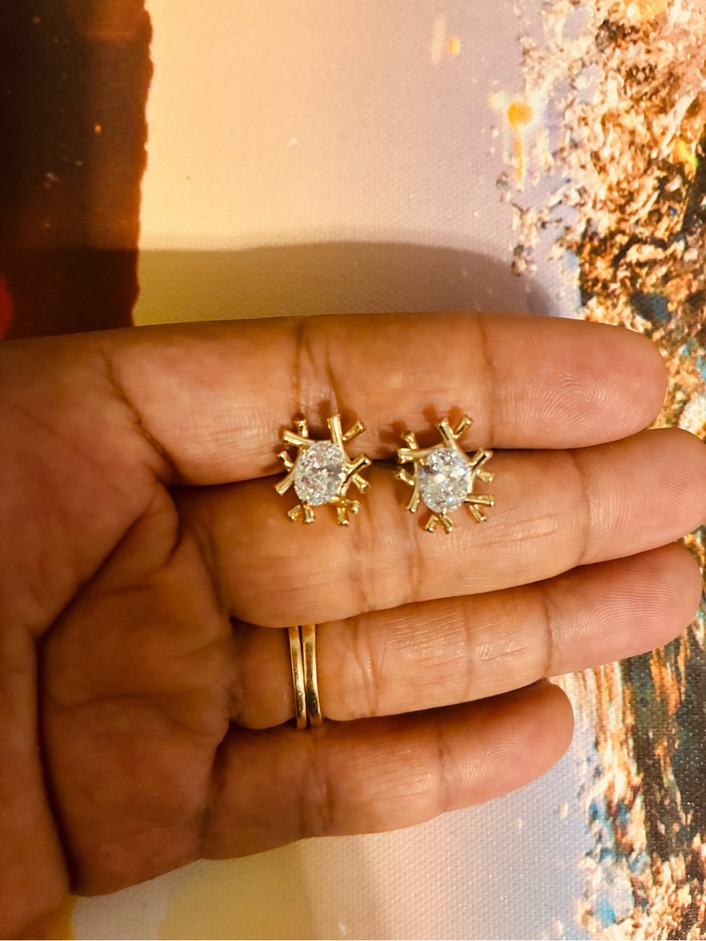 Gold-Tone Crystal Sunburst Stud Earrings - Gold